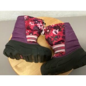 Sorel Snow Boots Kids 12.5 Purple Pink Floral Waterproof Insulated NC1811-505